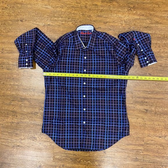Robert Graham Black Blue Plaid Classic Fit Button Up Casual Dress Shirt‎ Men's M - Picture 11 of 12